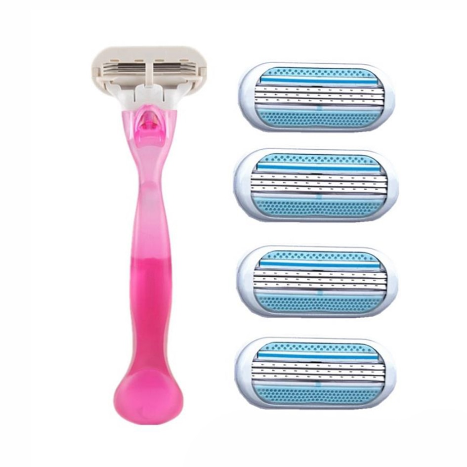 Dames drielaags scheermes roze, dames ontharingsmes / okselhaar scheerapparaat / gezichtsscheerapparaat / bikinilijn scheerapparaat: Rood