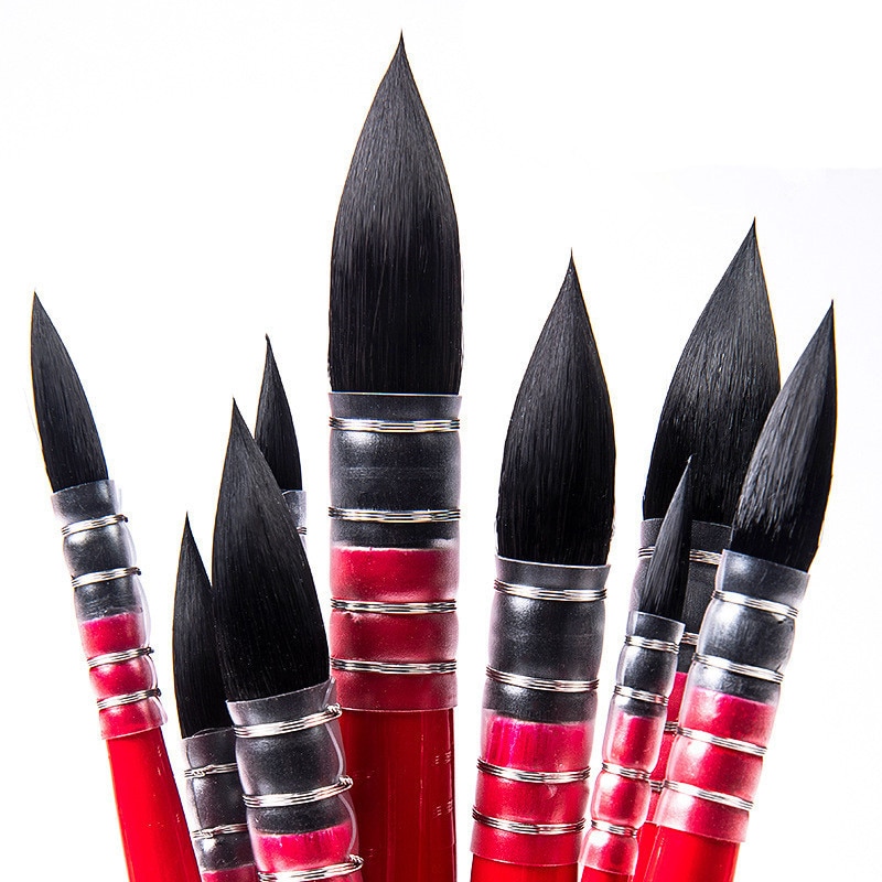 Round Squirrel Hair Watercolor Paint Brushes Set Handmade PaintBrush for Art Painting Gouache Wash/Mop Acrylic Brush Supplies