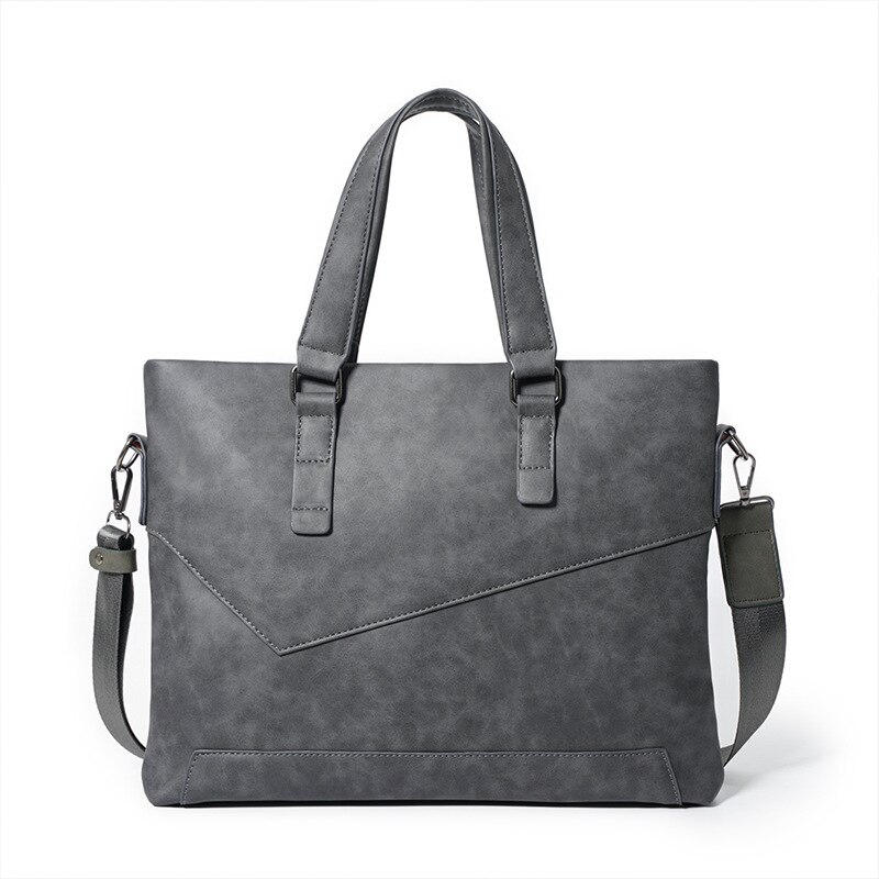 Xiao. P Mode Mannen Pu Leer Grote Capaciteit Retro Aktetas Handtas Bestand Zak Enkele Schoudertas Cross-body Bag: Gray