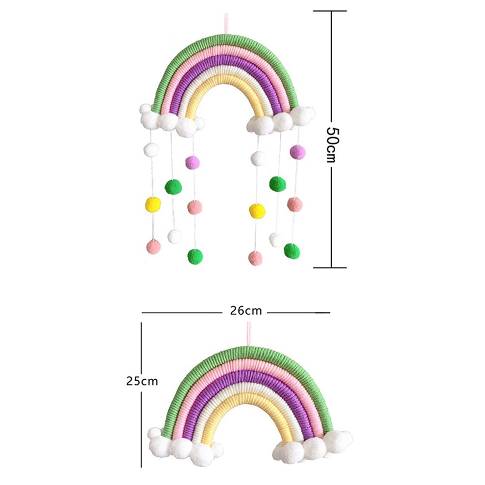 ins stylowe dekoracje robić pokoju ręcznie tkane liny bawełniane tęcza dekoracje wiszące ozdoba robić powieszenia na ścianie dekoracje wiszące z filcu piłka rekwizyty fotograficzne