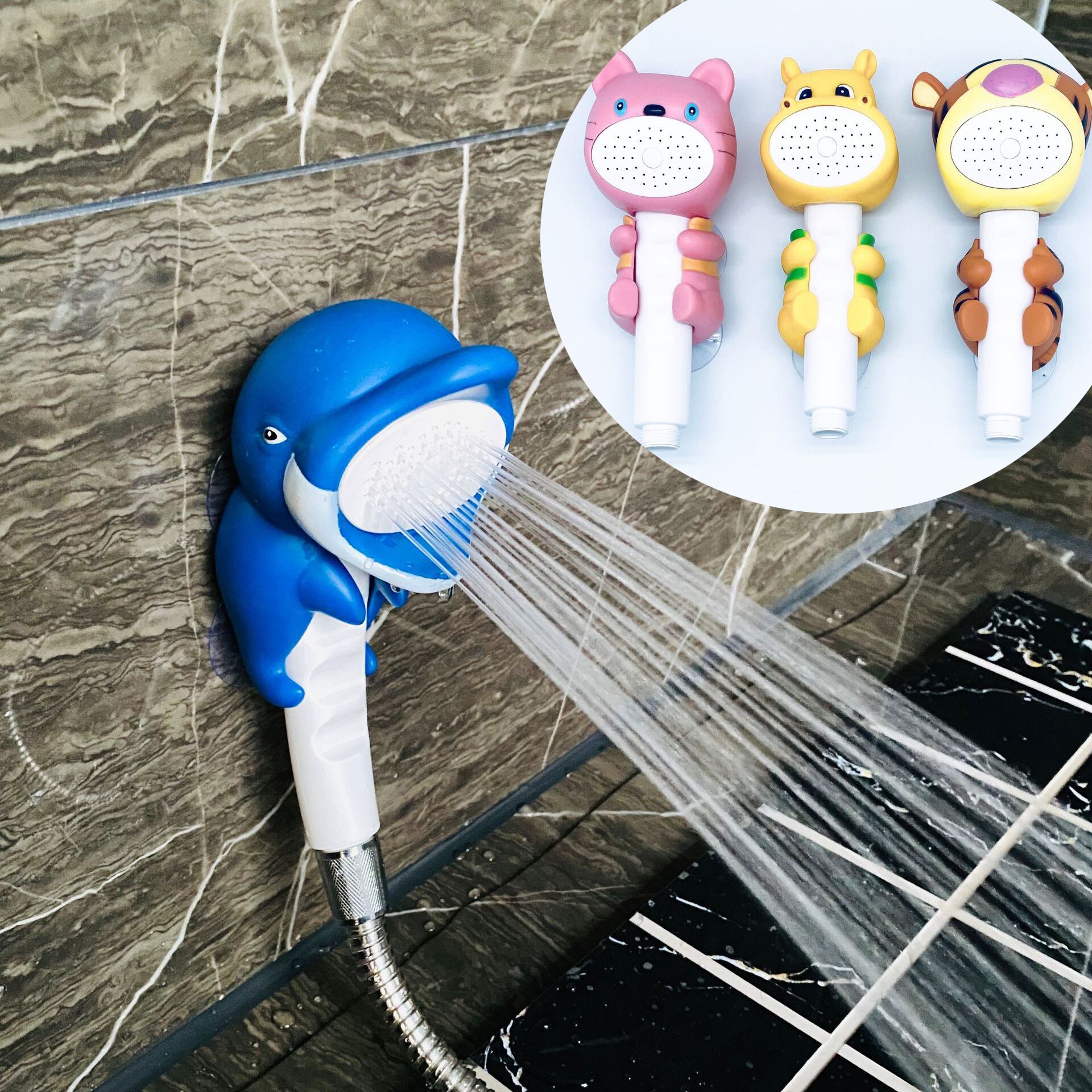 Pressurized Single Head Single Head Rainfall Cute Cartoon Handheld Shower Head Bathroom Accessories
