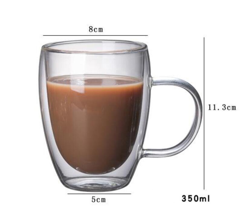 1 stuk dubbelwandige glazen beker hittebestendige thee-koffiebeker handgemaakte bierpul theeglas whiskyglazen bekers drinkgerei: B 350ml