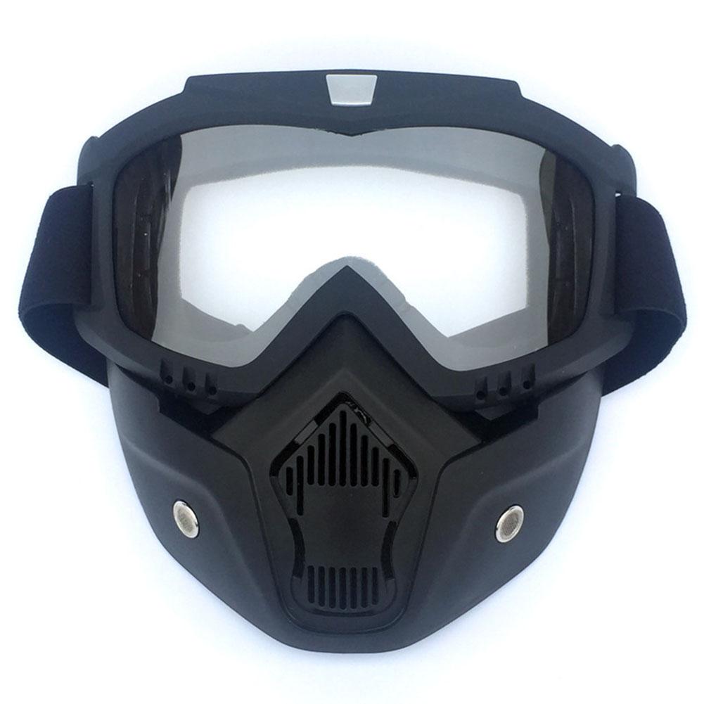 Erwachsene Motorrad Helm Staubdicht Gesicht Maske Atemschutz Motocross Brille Gläser Sicherheit Schutz Brillen Volle Gesicht Shiled: blk And clear lens