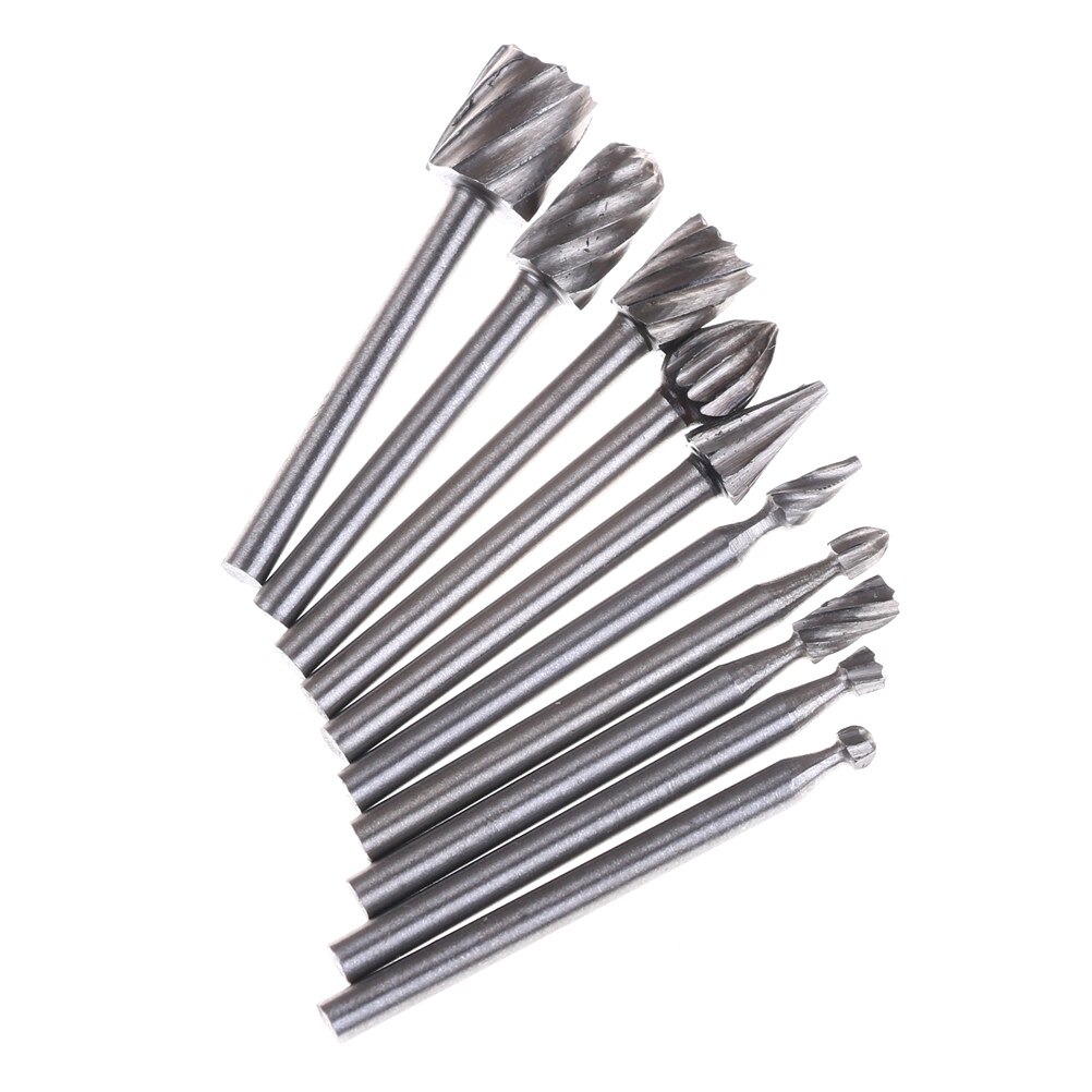 10 Pcs 3 Mm Bramen Hout Roterende Braam Molen Cutter Boor Grinder Carving Voor Diy Hout Steen Metalen wortel Carvingtools