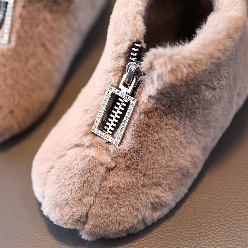Cuzullaa freundlicher herbst Winter einfarbige fellstiefeletten schuhe für babys und mädchen größe 21-30