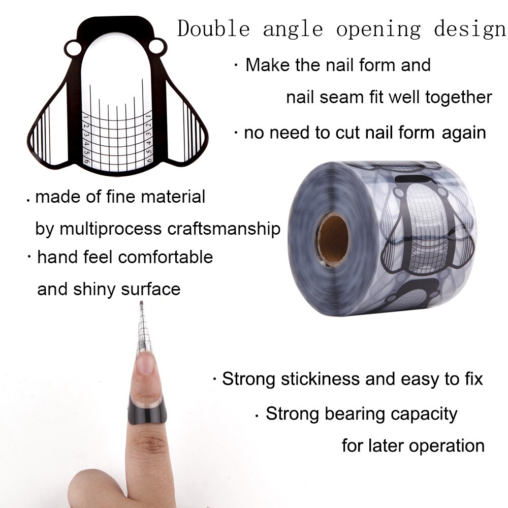 500 Uds puntas de extensión de uñas molde acrílico formas inferiores papeles de Gel de construcción plantilla de manicura herramienta francesa de fibra