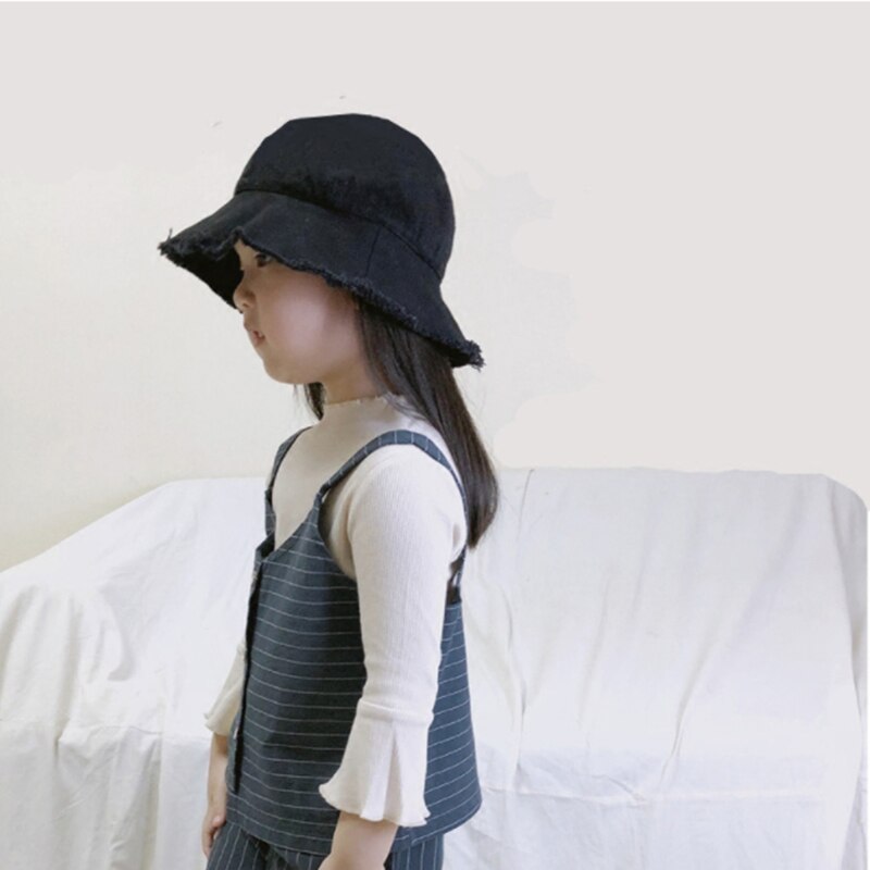 Yksivärinen harajuku bucket hat lasten ulkona ranta aurinkohattu musta keltainen panama kalastus kalastajahattu