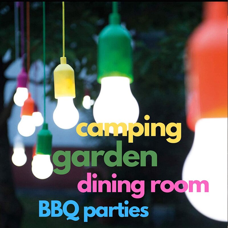 Fargerik led hengelampe bærbar snøring telt camping lys retro belysning hjem trekkledning pærer batteridrevet