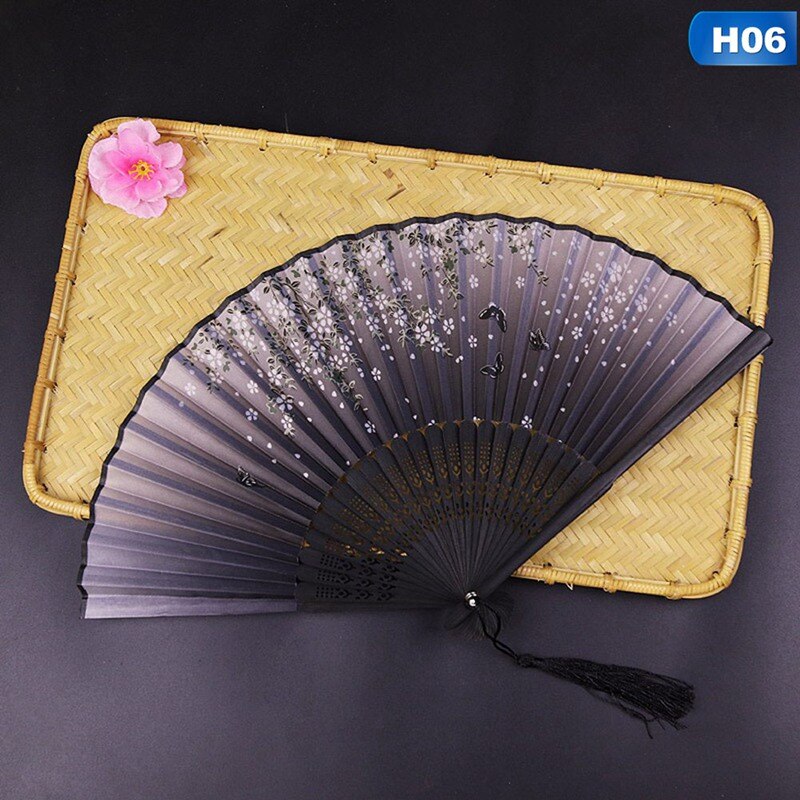 Ventilador de estilo chino japonés, ventilador plegable para decoración del hogar, adornos, estampado artístico manualidad para , abanico de mano para baile de boda: 6