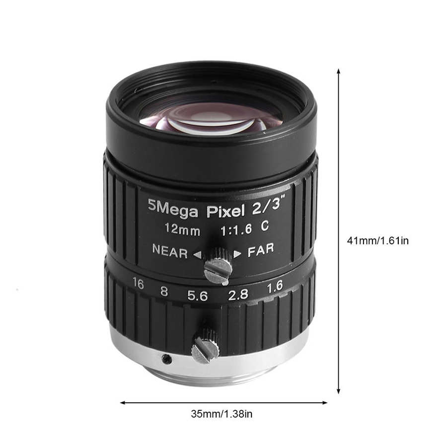 CCTV Camera Lens CCTV 12mm 5MP 2/3 Manual Aperture C-Mount Optical Lens for Security Camera