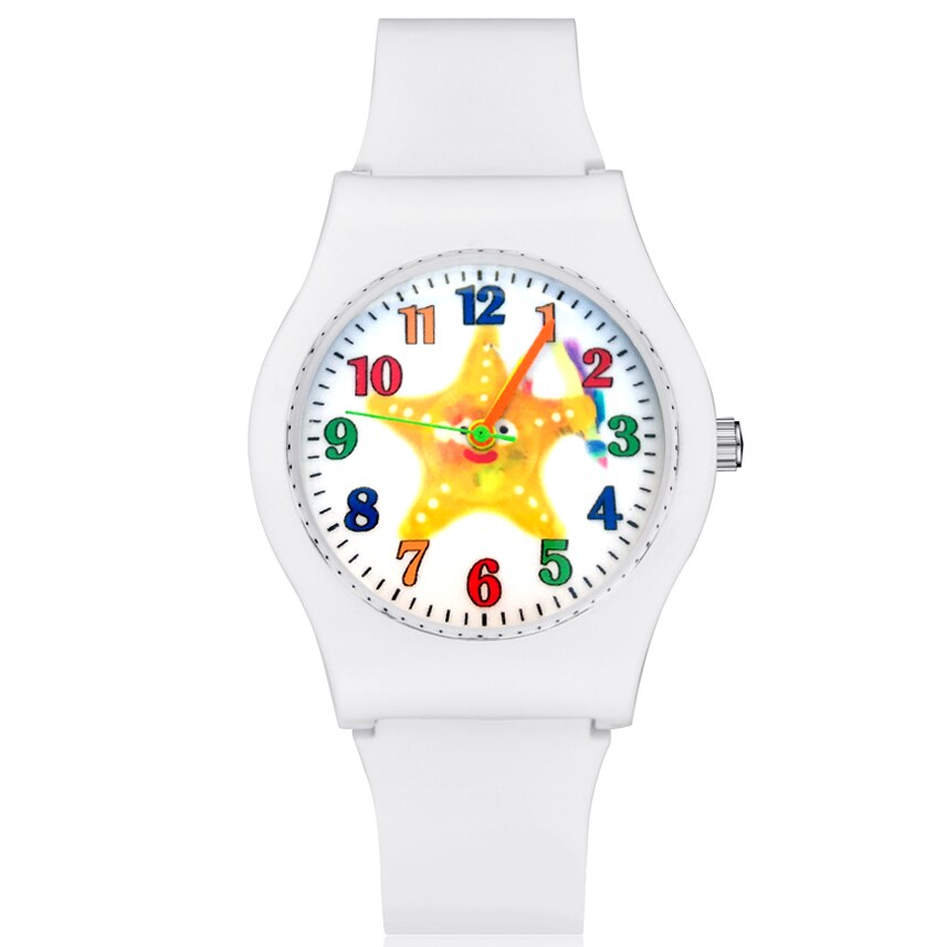 Leuke Zeester Stijl Kinderen Kids Student Meisjes Jongens Quartz Rubber Strap Horloges JO16