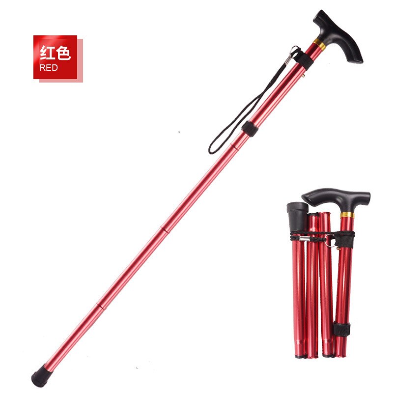 Walking Sticks Hiking Poles Adjustable Trekking Poles Telescopic Telescoping Baton Scandinavian Anti Shock Hiking Tool Sac: Red