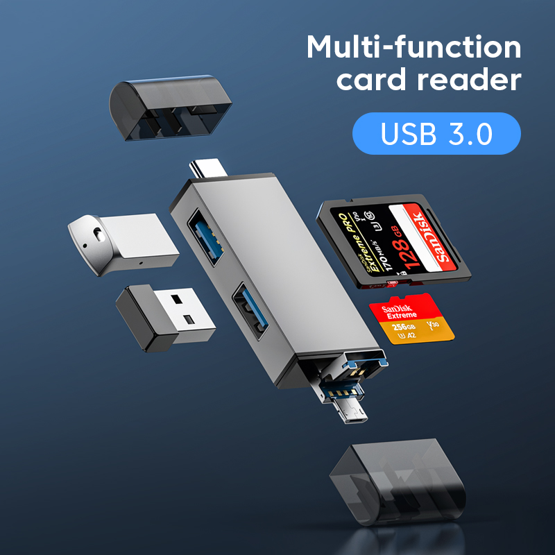 6 In 1 Multifunction Usb 3.0 Card Reader U Disk Type C/Micro Usb/Tf/Sd Flash Drive Memory Card Reading Adapter Phone Accessories