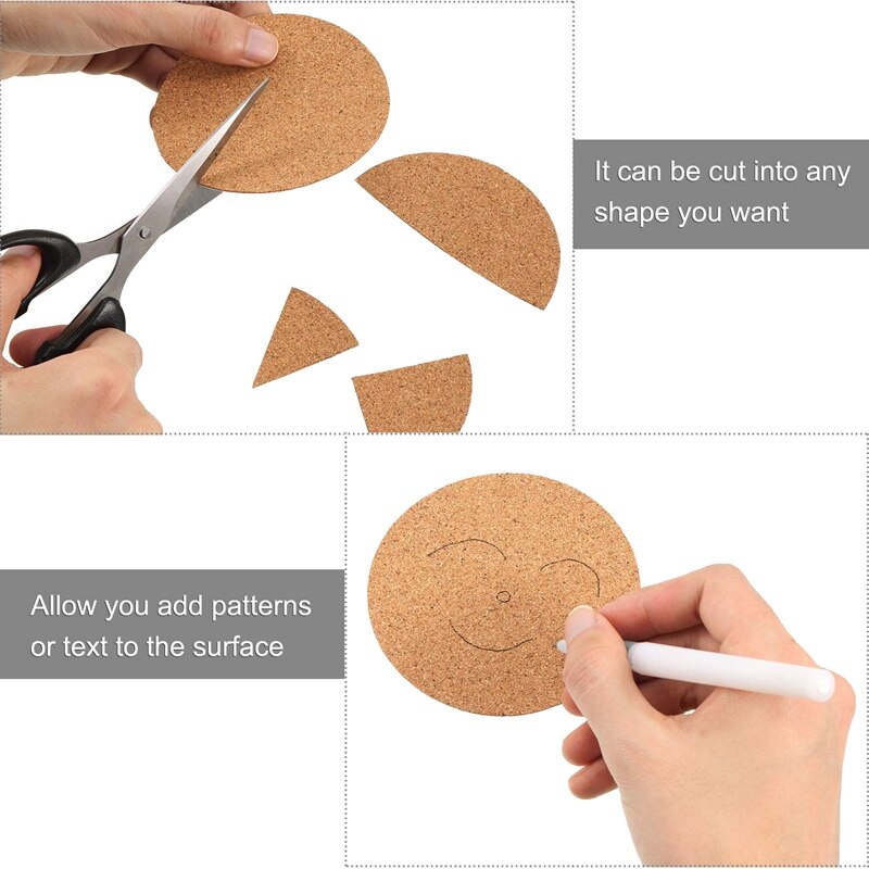 Self-Adhesive Cork Coasters,Cork Mats Cork Backing Sheets for Coasters and DIY Crafts Supplies (60 Pcs, Round)