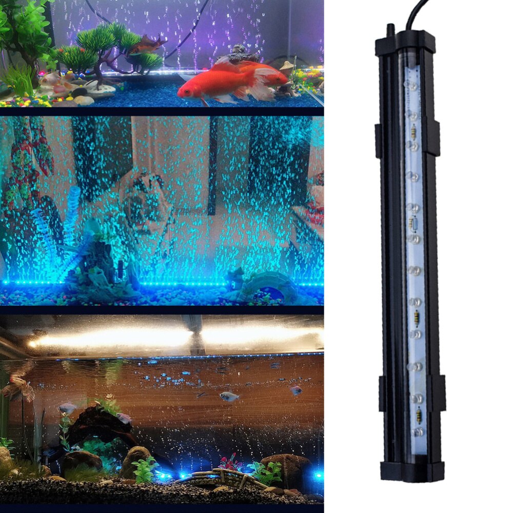 Aquarium Color Changing Bubble Lamp LED Diving Lamp Fish Tank Lamp DB-15 with Plug Black