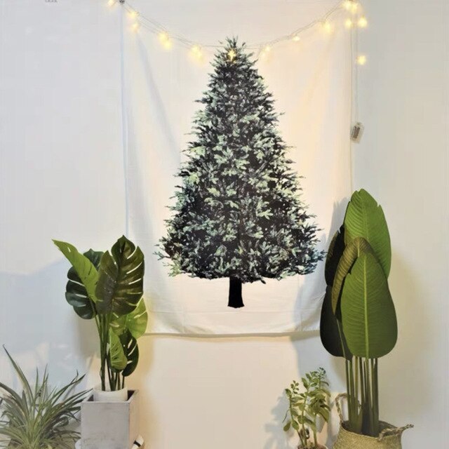 Ins Christmas Tree Pine Hang Cloth Wall Decor Cloth Christmas Decoration For Home Small Fresh Background Simple Tapestry: 100 150cm