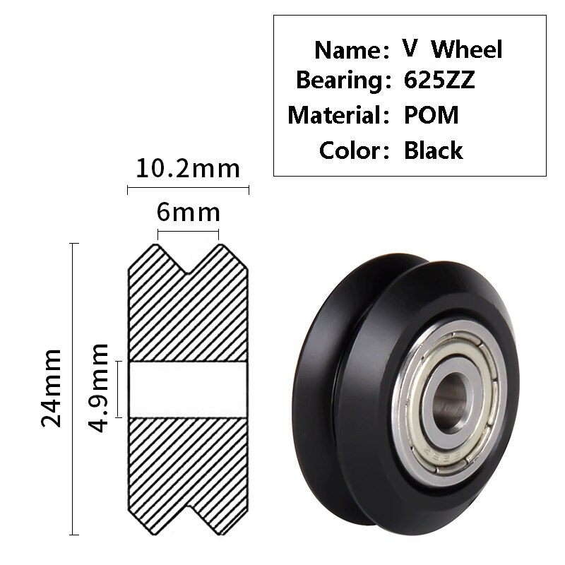 Mega 8Pc 3D Printer Polycarbonaat Katrol Wiel V-Slot Pom 625zz/Rs Lineaire Lagers Openbuild Voor Creality CR10 S5 Ender 5 3/3Pro: 8PCS V Black Wheel