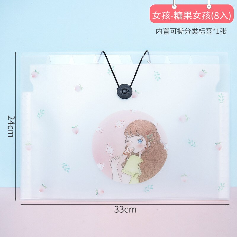 A4 Organ Pack Multilayer Folder PP Storage Bag Student Test Paper Clip Classification File Holder Pen Box Office Information Bag: TangGuoNvHai