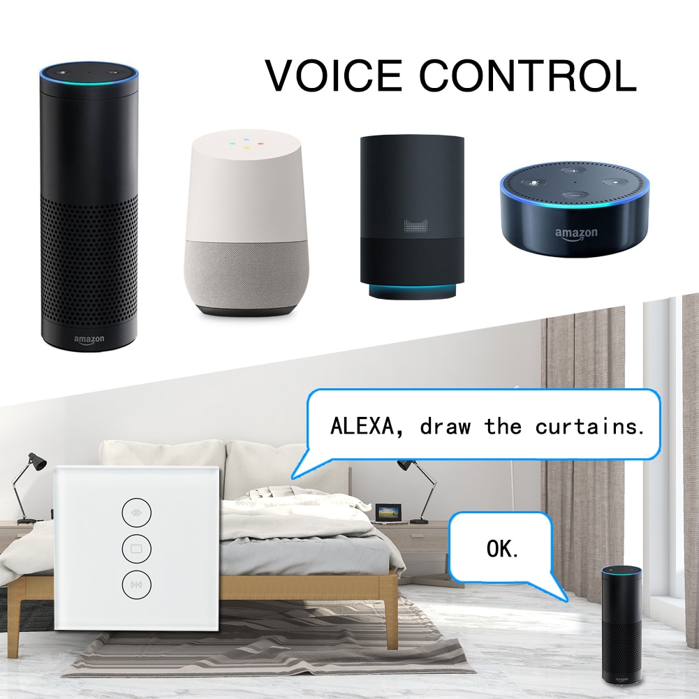 WiFi Smart Curtain Switch Smart Life Tuya APP Electric Motorized Curtain Blind Roller Shutter Works with Alexa and Google Home