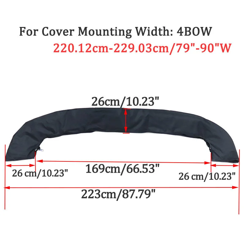 600D 4-Bogen-Bimini-Top-Kofferraumabdeckung ohne Rahmen, Yacht-Bootsabdeckung mit Reißverschluss, UV-beständig, wasserdicht, staubdicht, Marine-Zubehör: Rosa
