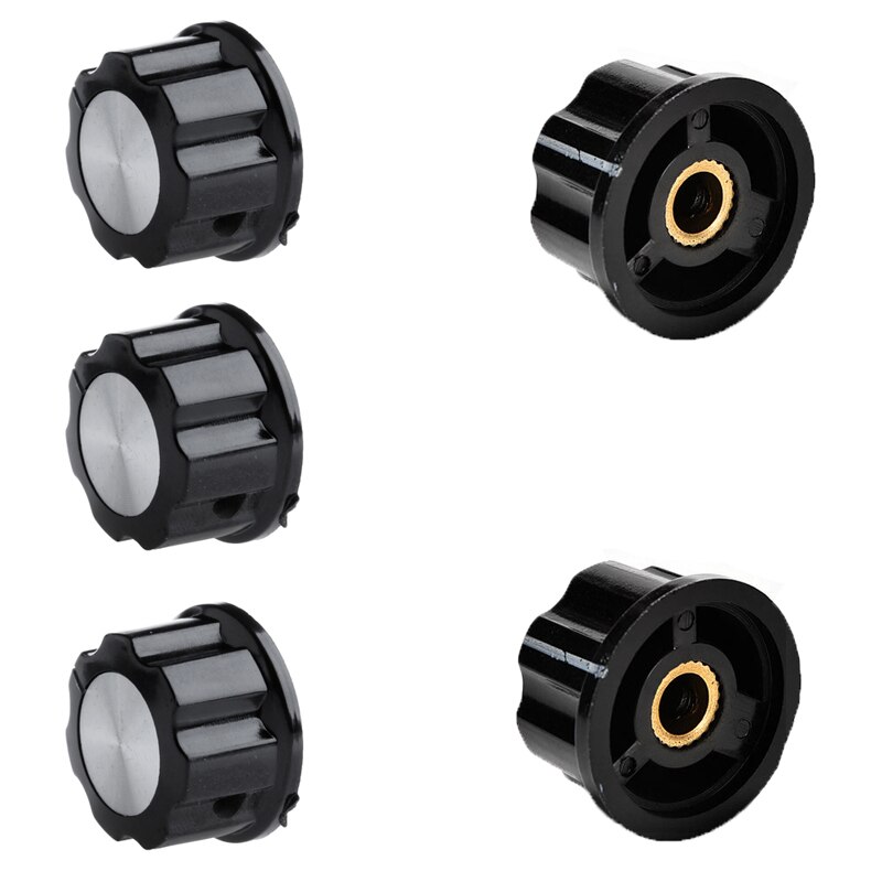 5Pcs Control Rotary Knob For 6mm Knurled Shaft Potentiometer Set1##