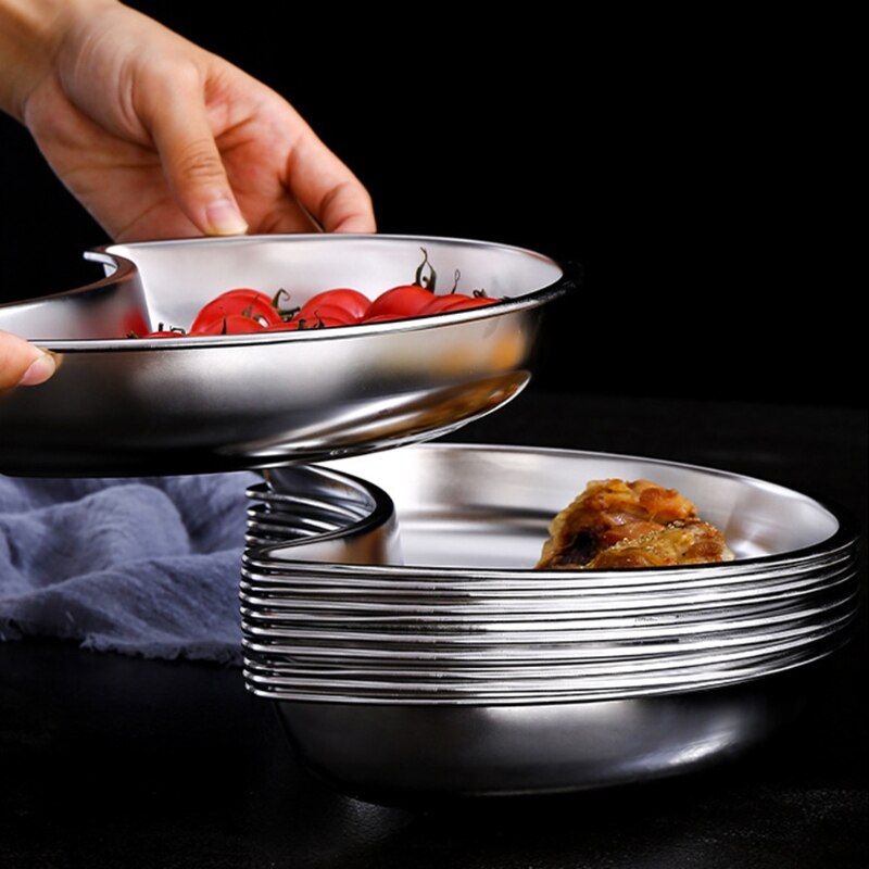 Piatti da cucina in acciaio inossidabile piatti a forma di mezzaluna piatti impilabili Snack piatti piatti in stile europeo