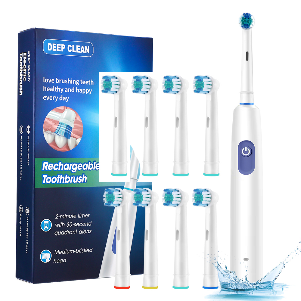 Electric Toothbrush Rotation Clean Teeth Adult 5 Modes Teeth Brush Sonic Electric Tooth Brush With 4 Extra Replacement Heads: Brown