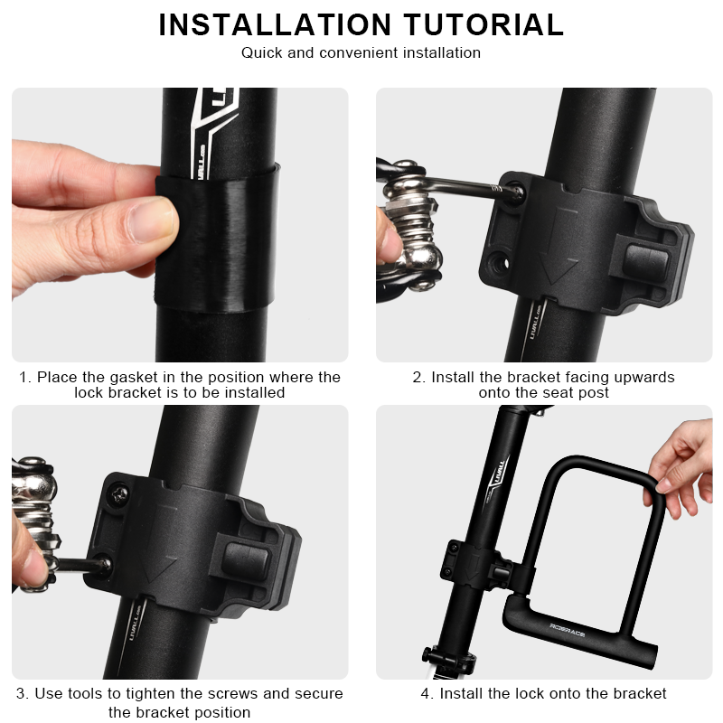 Candado para bicicleta en forma de U, candados portátiles antirrobo reforzados de alta seguridad para patinete eléctrico, accesorios para ciclismo