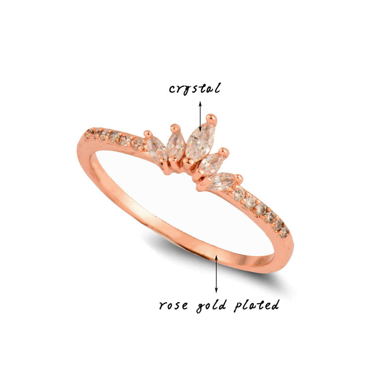 SINLEERY Romantic Princess Style Crystal Crown Rings Rose Gold Silver Color Women Engagement Party Jewelry JZ049 SSG