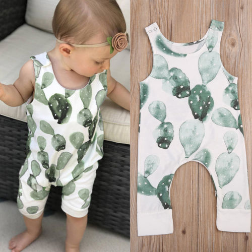 Ärmelloser strampler mit kaktusmotiv für babys und kleinkinder, mädchen und jungen