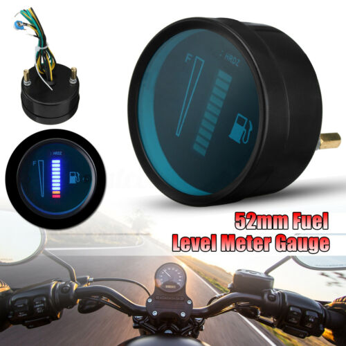 VEHEMO 2" 52mm Car Motorcycle Fuel Gauge LED Fuel Level Moto Meter Gauge Fuel Level Sensor 12V Aluminum Alloy Car Styling