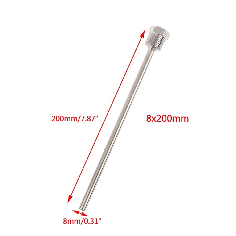 Pozzetto termometrico da 30-200 mm in acciaio inossidabile 304 con filettatura 1/2 G OD6mm Tasca per manicotto ad immersione per sensore di temperatura