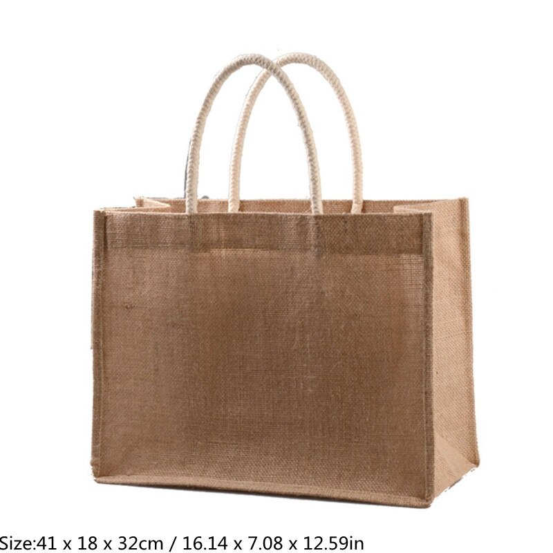 Durevole tela da imballaggio Tote Shopping Bag borsa della spesa riutilizzabile in iuta con manico decorazione fai da te pittura Bookbag scuole borsa da spiaggia: Size 6