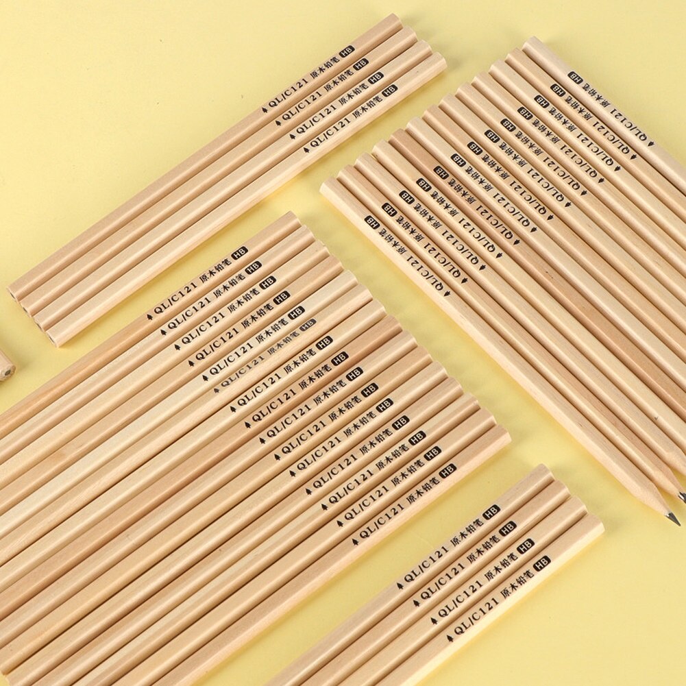 50Pcs Students Wood Pencils Sketching Writing Pencil Drawing Pencil HB Pencils for School Office Stationery Supplies