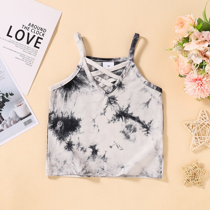 Canotte Qunq Summer Girls Fashion Tie Dye camisole per bambini per ragazza 2 3 4 5 6 anni bambino senza maniche top per bambini abiti: 2T