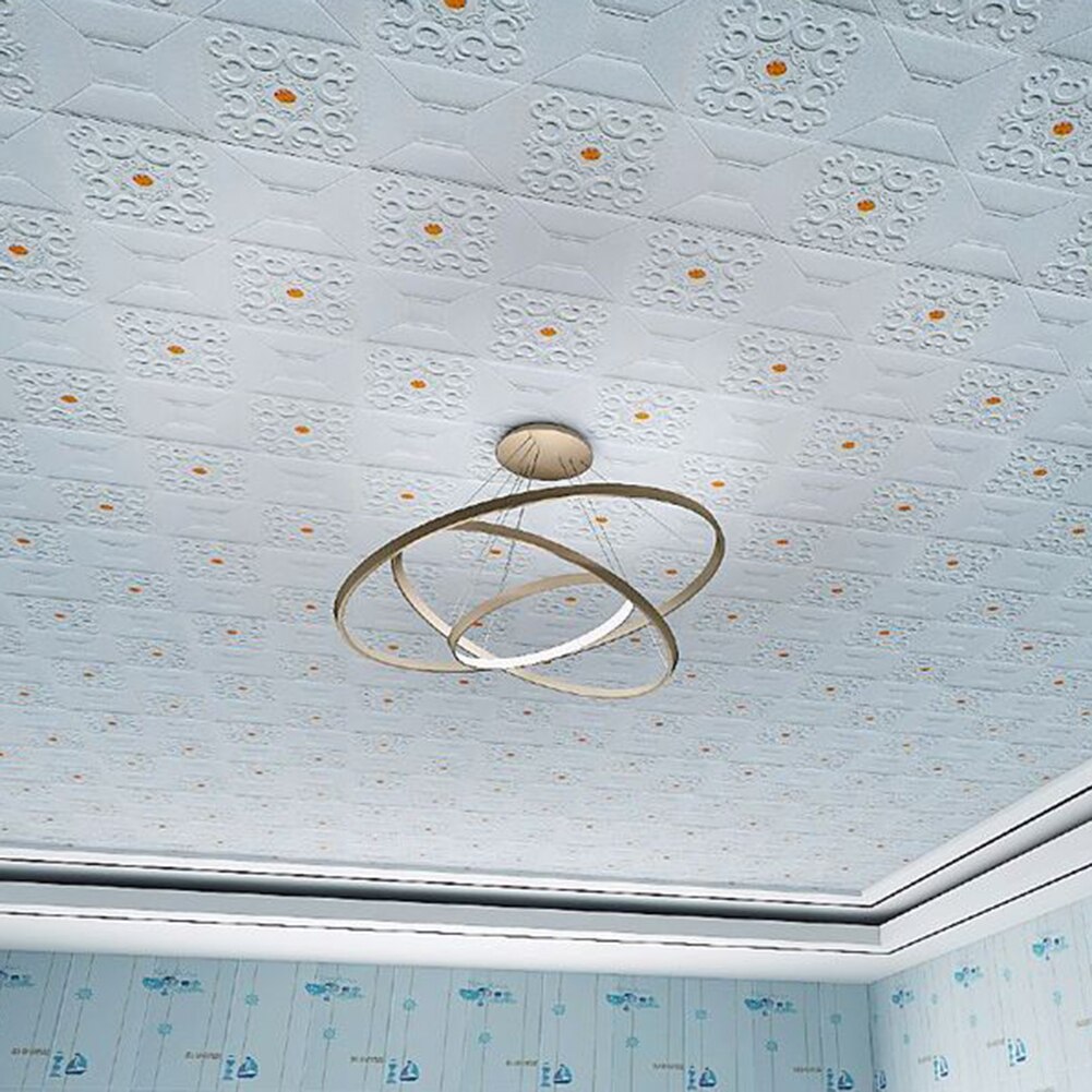 Self-adhesive 3D Embossed Wall Sticker Celling Panel Decal Living Room Bedroom Background Wallpaper Home Wall Decoration