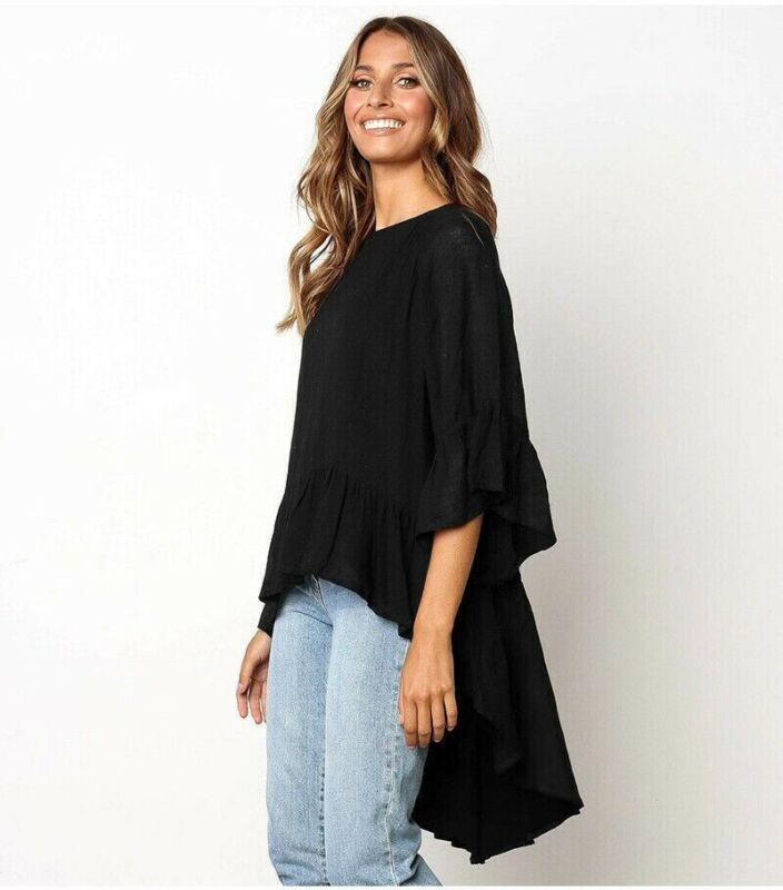 Goopom-chemisier manches longues style Boho | Blouse surdimensionnée femme irrégulière, pull-over, Baggy ample, haut,, chemisiers