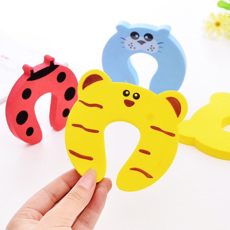 5Pcs/Lot Baby Safety For Newborn Furniture Protection Card Door Stopper Security Cute Animal Care Child Lock Finger Protector