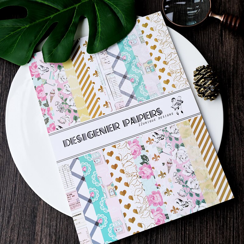 KSCRAFT 24pcs Single-side Printed Lovely Flowers pattern papercraft art paper handmade scrapbooking kit set book