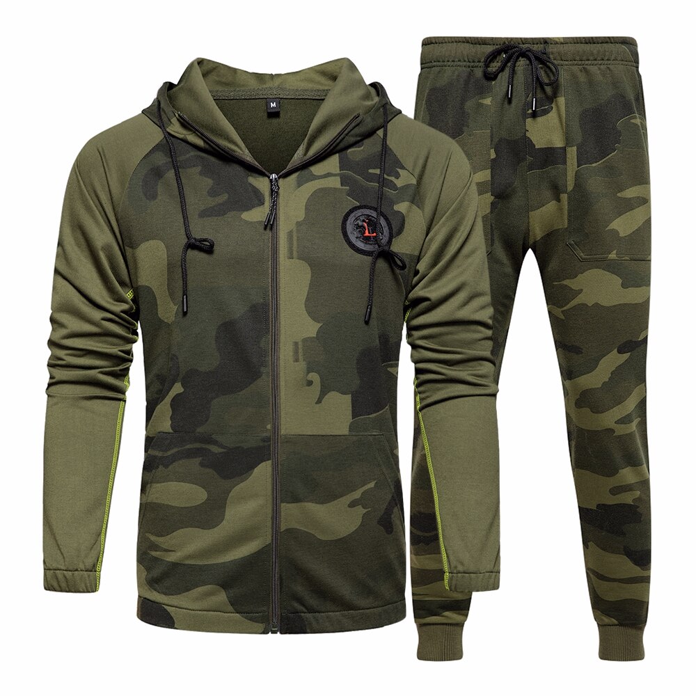 2 stück setzt Camo Jacke + Hosen anzug Männer Herbst sportlich Kleidung Trainingsanzug Mit Kapuze Oberbekleidung Hoodie Fitness Sweatshirts