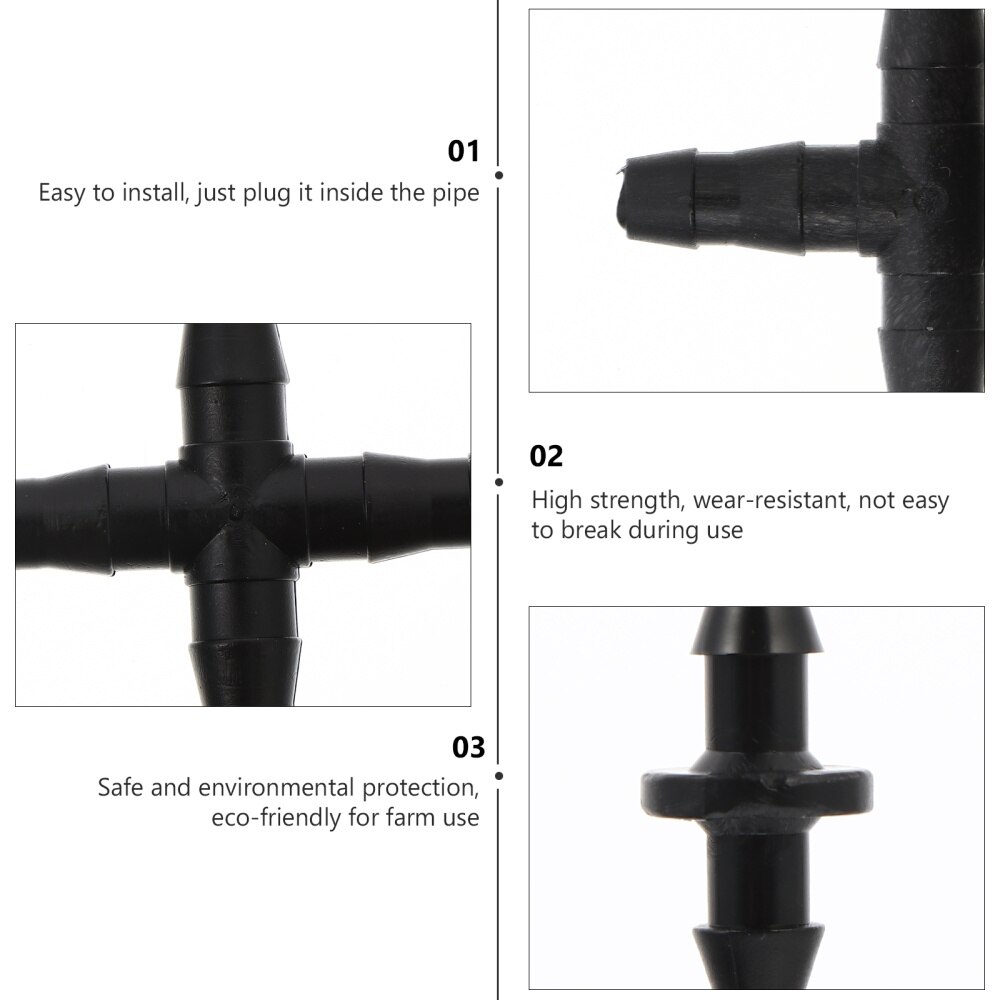1 Set/200PCS Irrigation Fitting 4-Way Elbow Tee Straight Barb End Plug Coupling