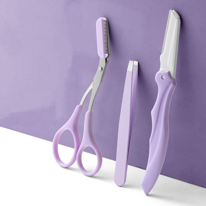 Kit de rasoir à sourcils , couteau de mise en forme des sourcils, ciseaux, peigne pour femmes, accessoires de maquillage