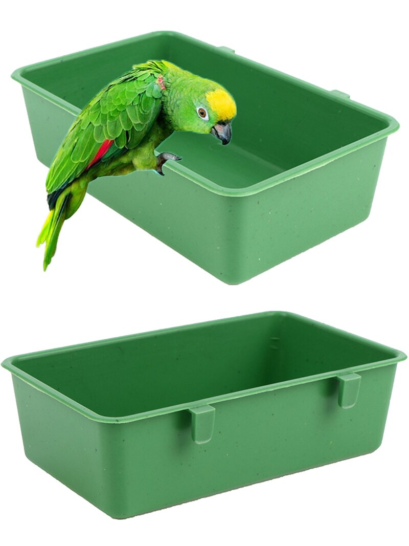 Bird Bath Toy Cage Shower Bathing Tub Food Feeder ... - Vicedeal
