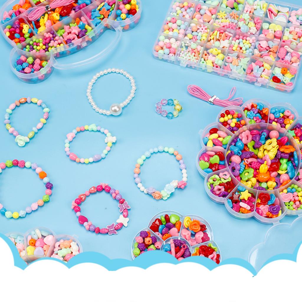 1 Set Acrylic DIY Handmade Beaded Kits For Girls Bracelet Necklace DIY Jewelry Making Craft Cute Heart Materials Accessories