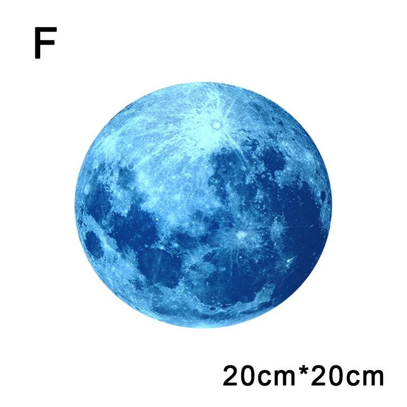 Ästhetische 3D Luminous Glow In The Dark Moon Wand Aufkleber Abnehmbare Dekoration Fluoreszierende Aufkleber Mond Wand Hause Zimmer: 20cm blue