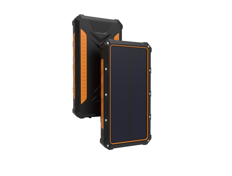 Banco de energía Solar de 20000mAh, cargador inalámbrico Qi rápido para iPhone 11 pro X Xiaomi, cargador portátil, Banco de energía para teléfono móvil: Orange