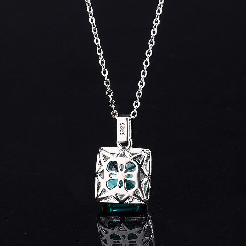 OEVAS 100% 925 Sterling Silber 9,5mm Lila Smaragd Gelb Hohe Kohlenstoff Diamant Anhänger Halskette Für Frauen Partei Edlen Schmuck