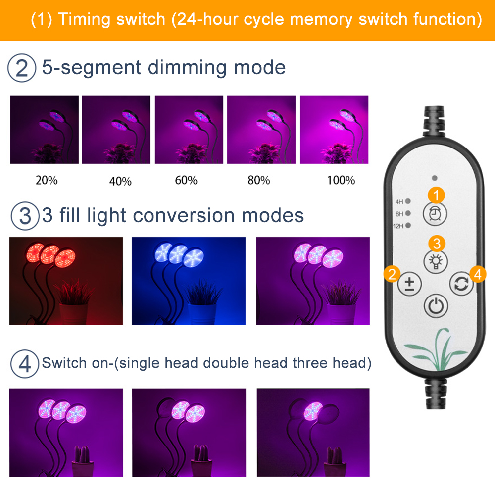 Led Grow Light Volledige Spectrum Cob Usb Plant Lamp 15/30/45W Desktop Stand Clip Phyto Lampen fitolampy Voor Planten Bloemen Groeien Doos