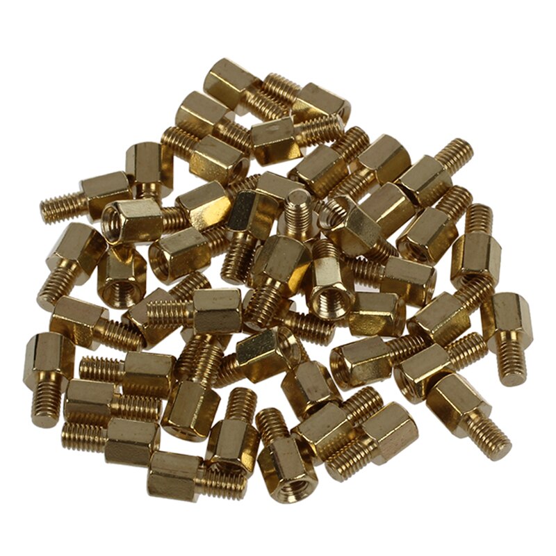 50 Stuks Messing Schroef Pcb Afstandhouders Zeshoekige Spacers M3 Mannelijke X M3 Vrouwelijke 5Mm: Default Title