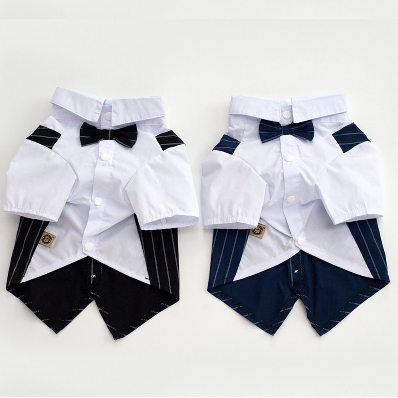 Cămașă pentru câini haine pentru câini mici costum elegant papion cămașă de nuntă costum smoking formal cu papion cățeluș pisică îmbrăcăminte buldog